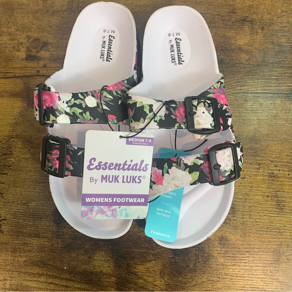 Essentials by Muk Luks Floral Sea Star Slip On Shoes Slides‎ New with Tags Med